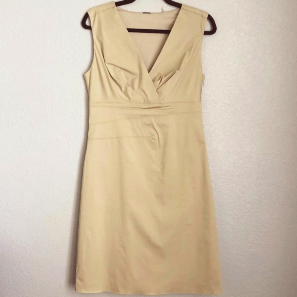 Elie Tahari 14 Sleeveless Sheath Casual Career Dress Size L ~Khaki EXCELLENT